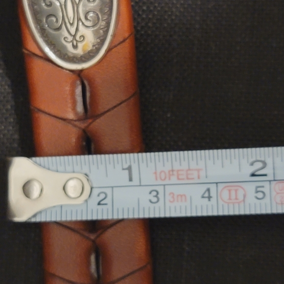 Brighton Leather Embossed Alligator Vintage Metal Buckle Belt Woman Medium - Picture 5 of 10